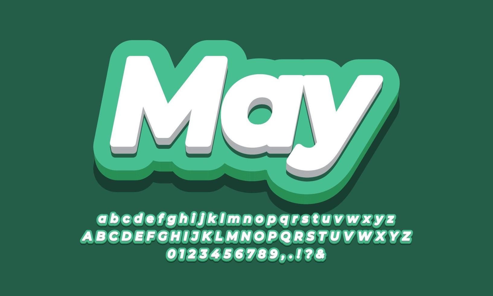 May month text  3d green blue design vector