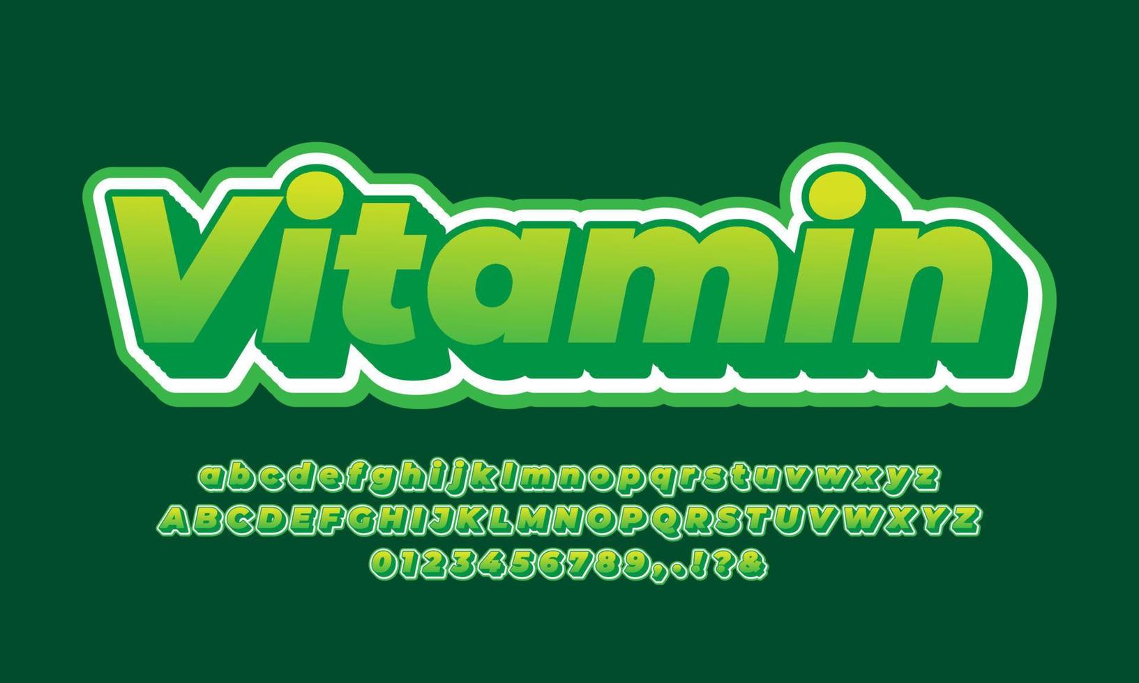 efecto de texto abstracto 3d vitamina verde vector