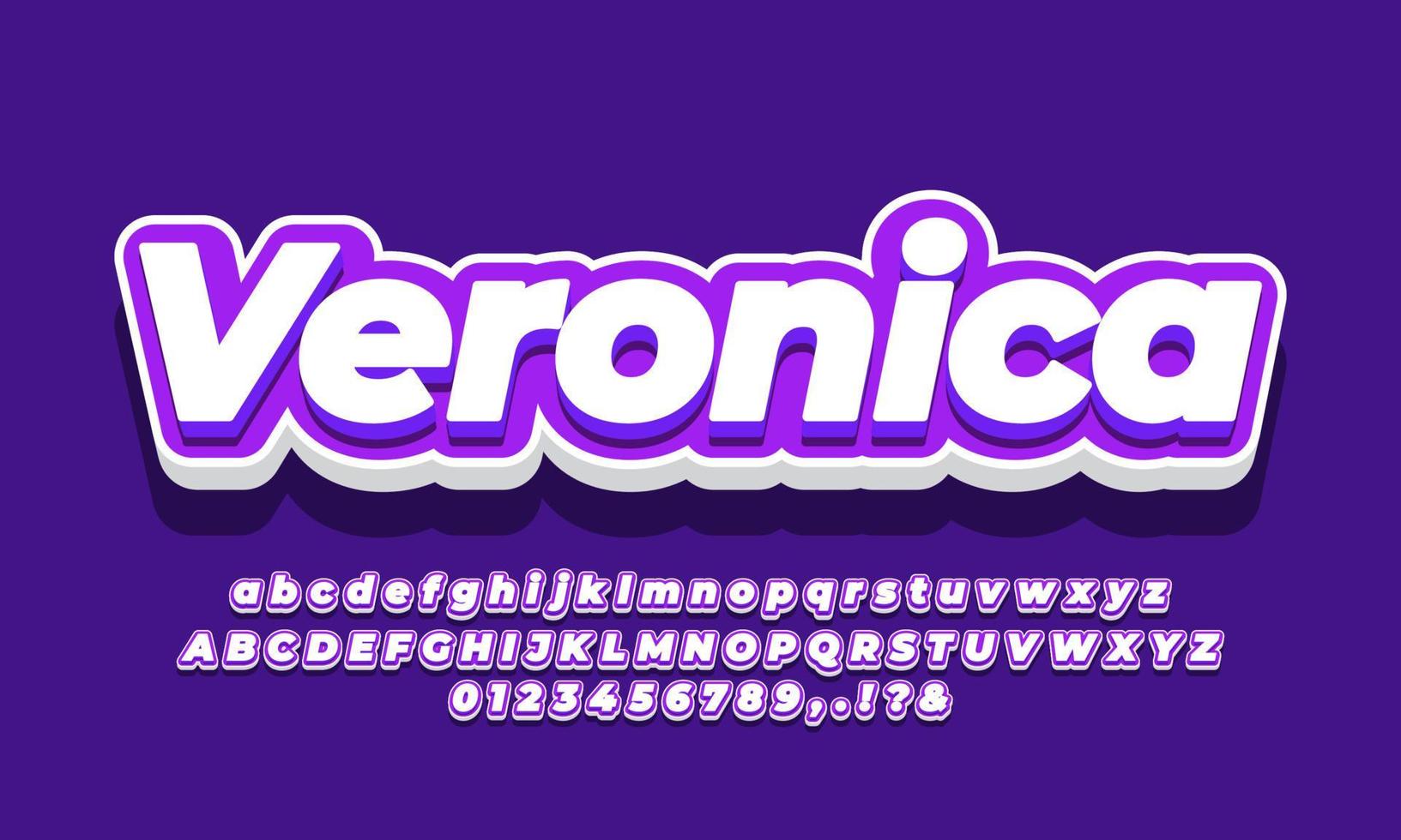 violet purple and white 3d alphabet text effect or font effect style design vector