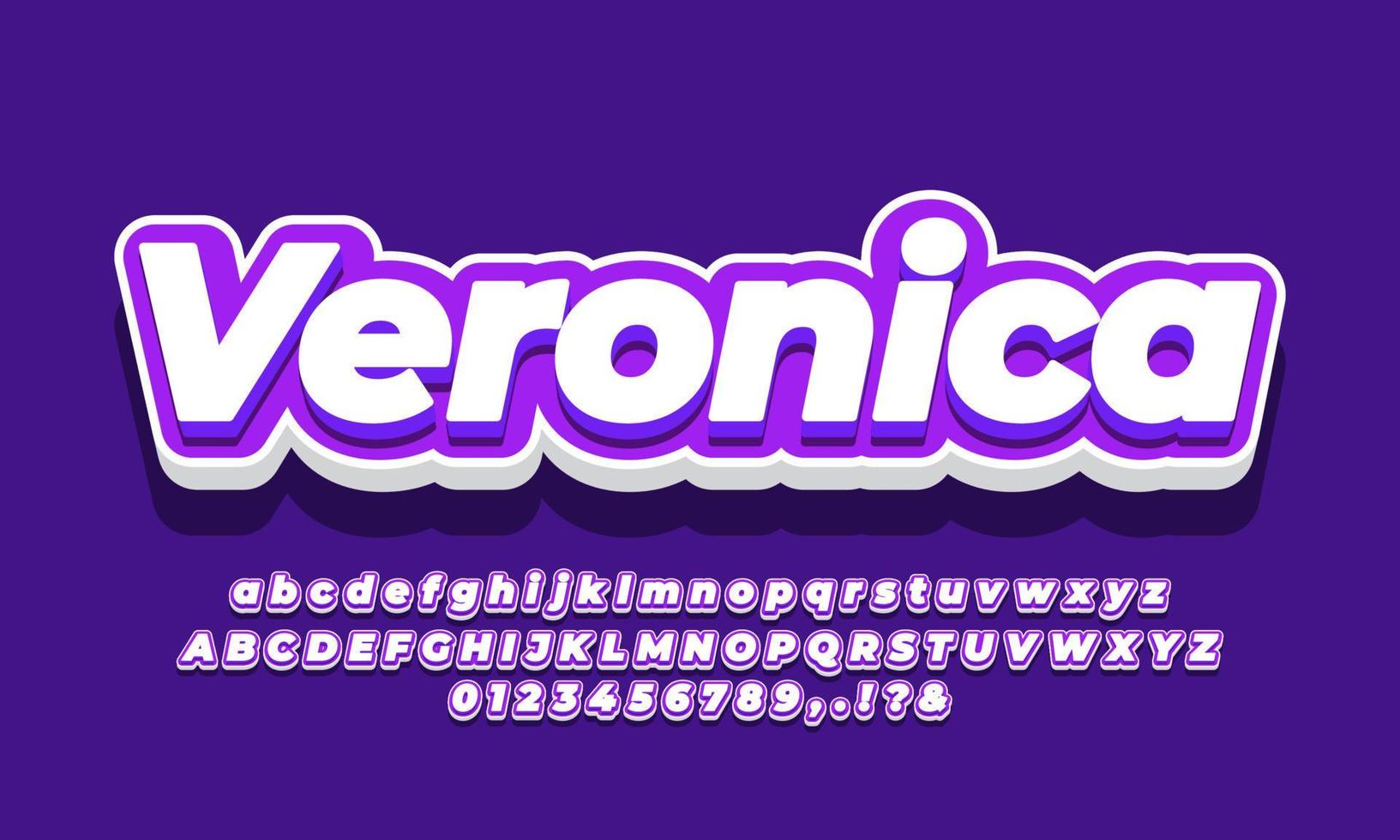 efecto de texto de alfabeto 3d púrpura y blanco violeta o diseño de estilo de efecto de fuente vector