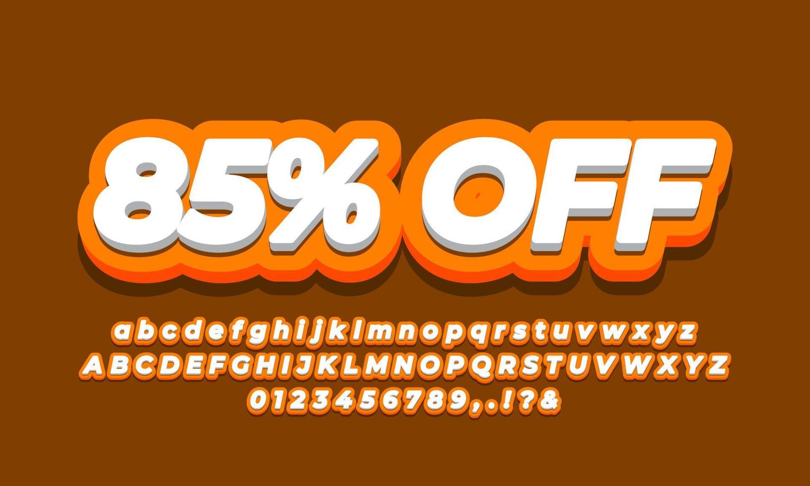 85 percent off eighty five percent sale discount promotion text  3d orange design vector
