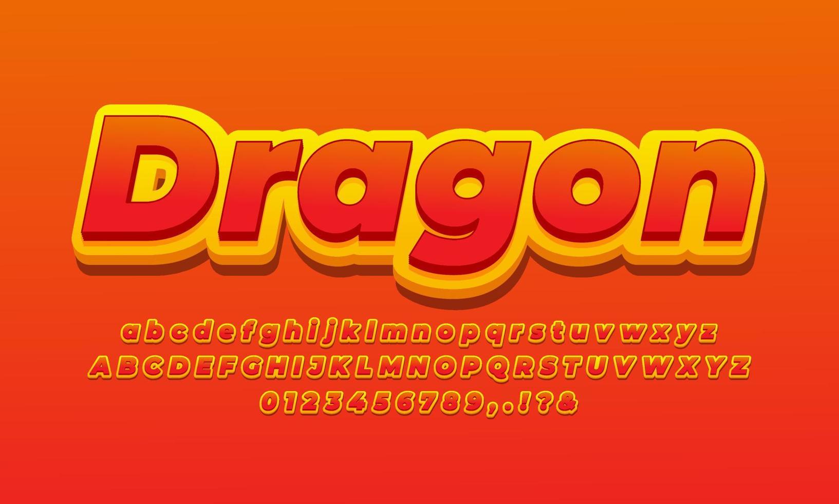 diseño de efecto de texto de dragón rojo vector