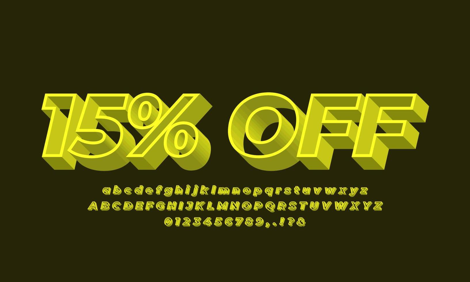 3D font effect outline lime green vector