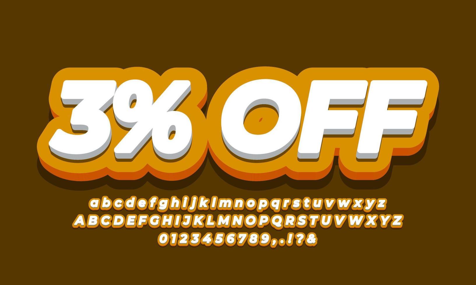 3 percent off sale discount promotion text 3d modern orange vector