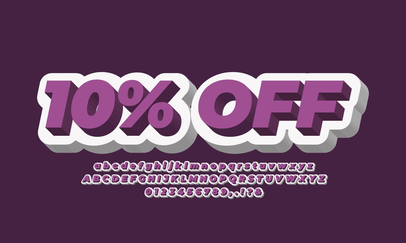 10 percent ten percent Sale discount promotion 3d purple  white vector