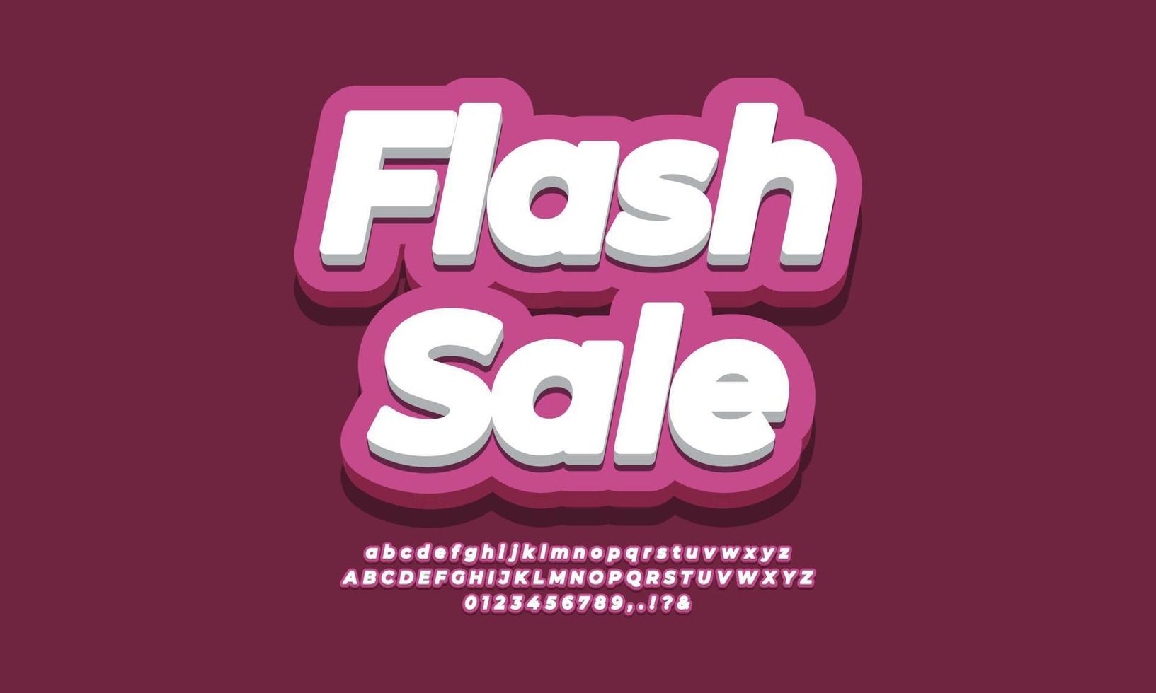 Flash sale discount promotion text  3d purple design vector