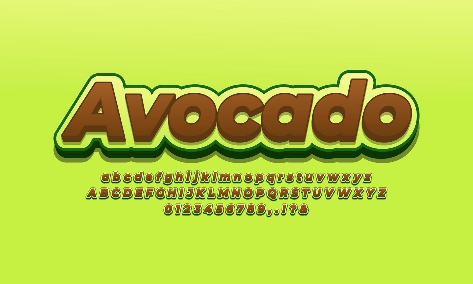 fresh avocado fruit text effect design vector