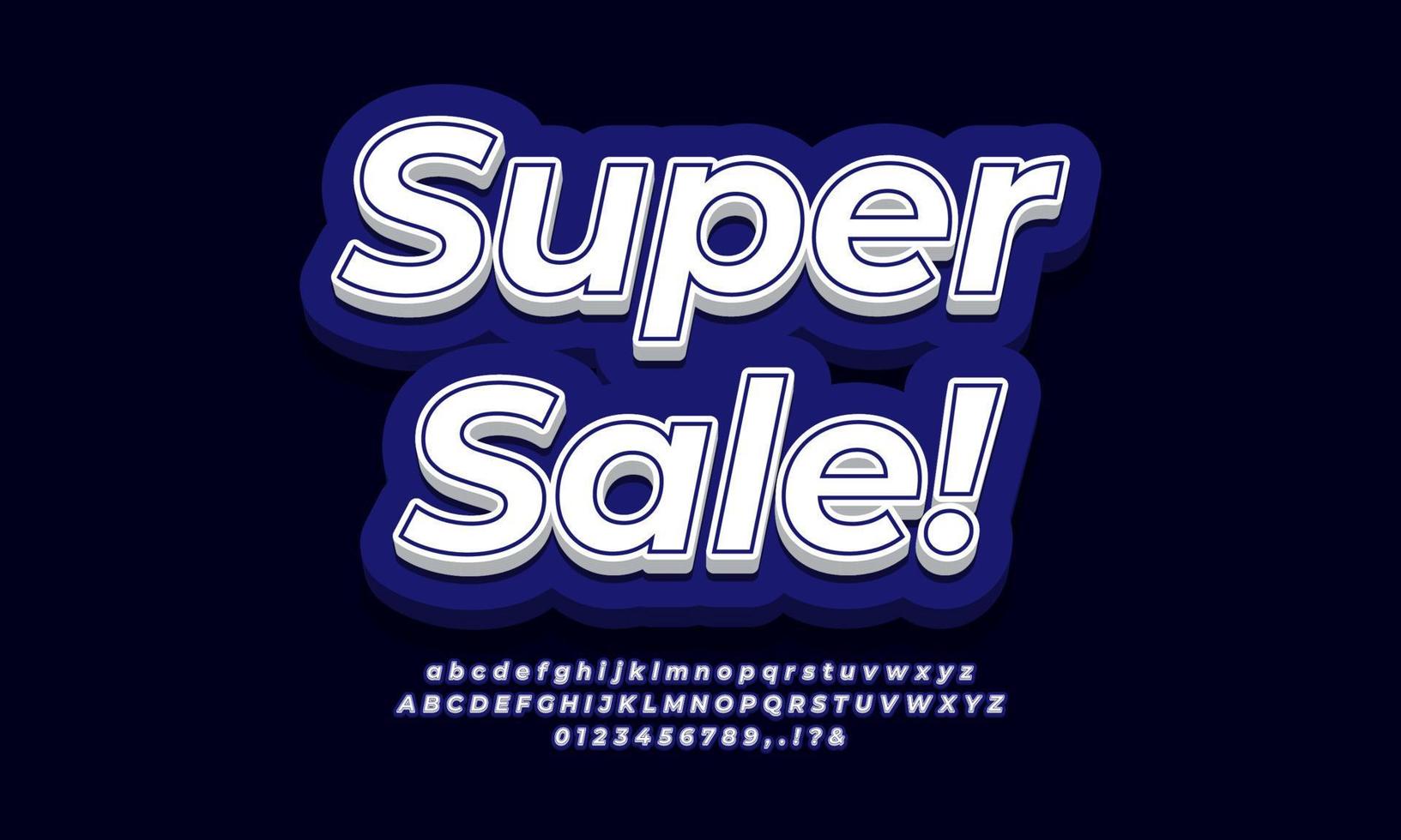 Super Sale text template for discount promotion text 3d blue vector