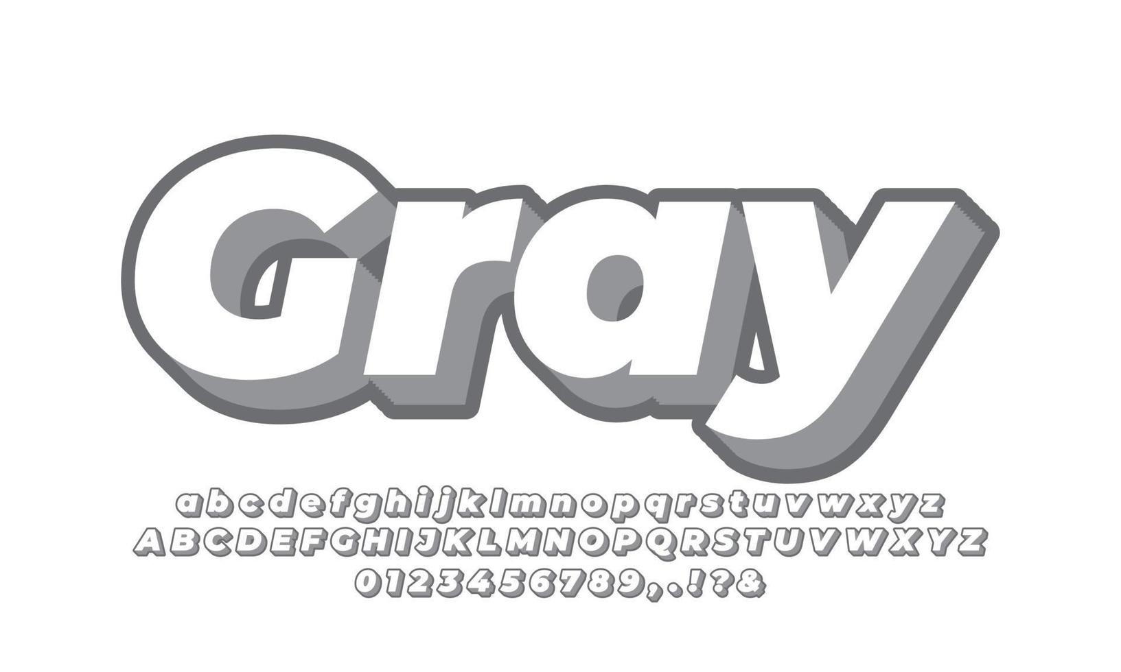 bold 3d gray letter number or font effect design vector