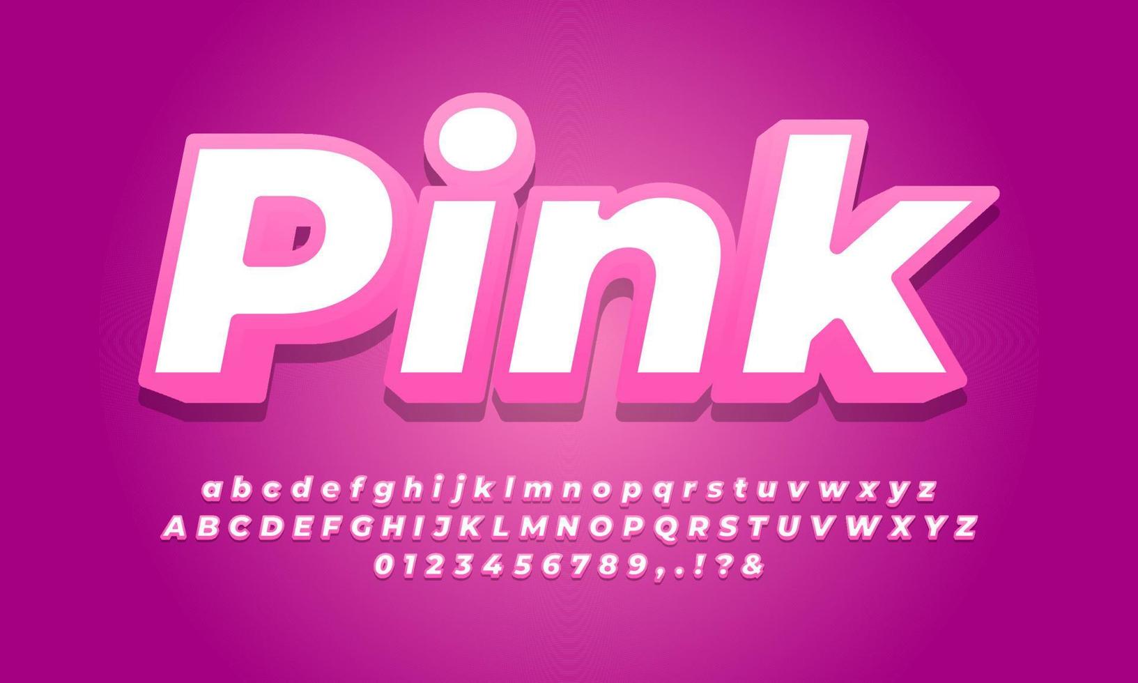white and pink 3d girl alphabet text effect or font effect style design vector