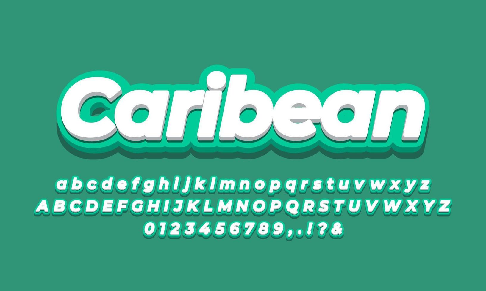 efecto de texto 3d de color caribeño vector