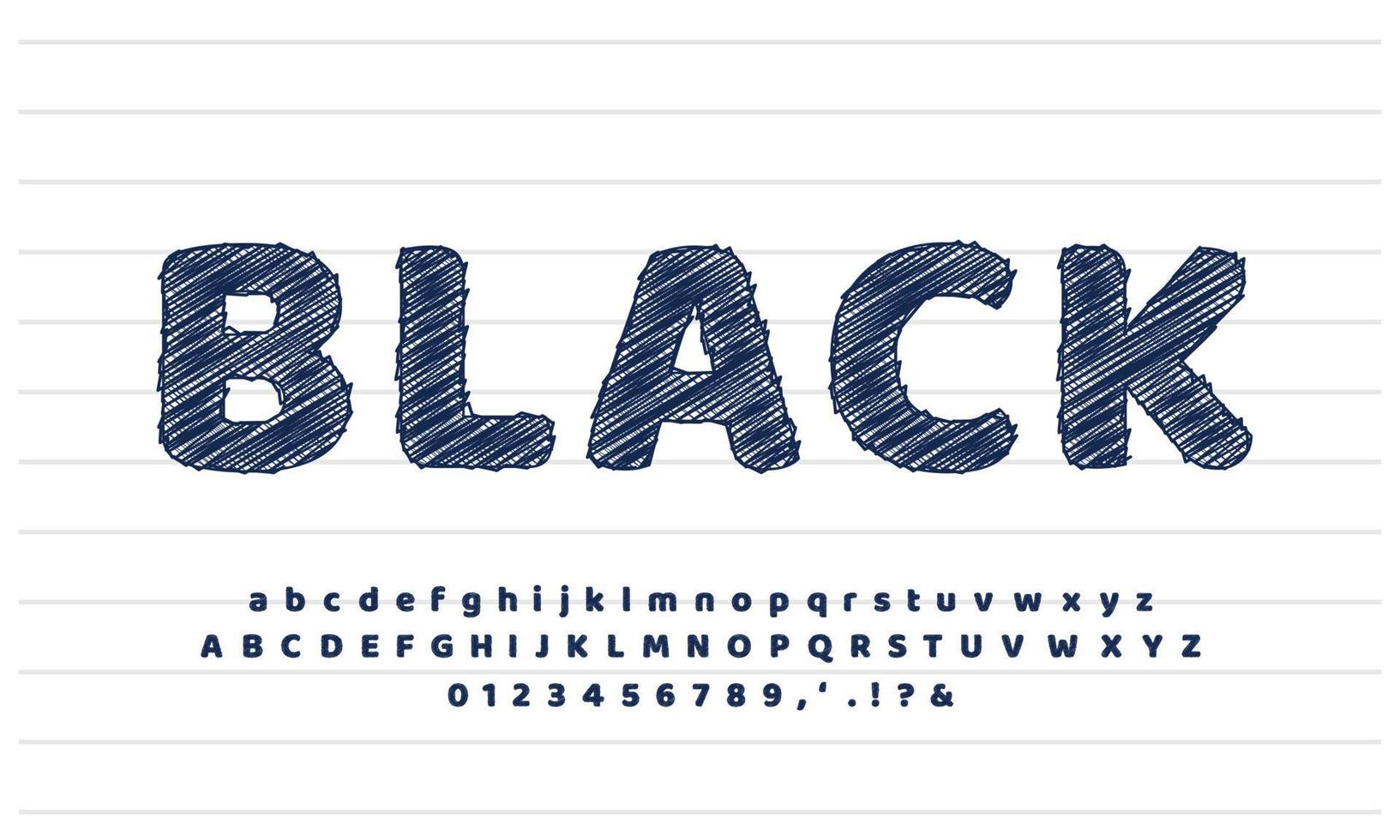 black modern pencil sketch text effect or font effect style design vector