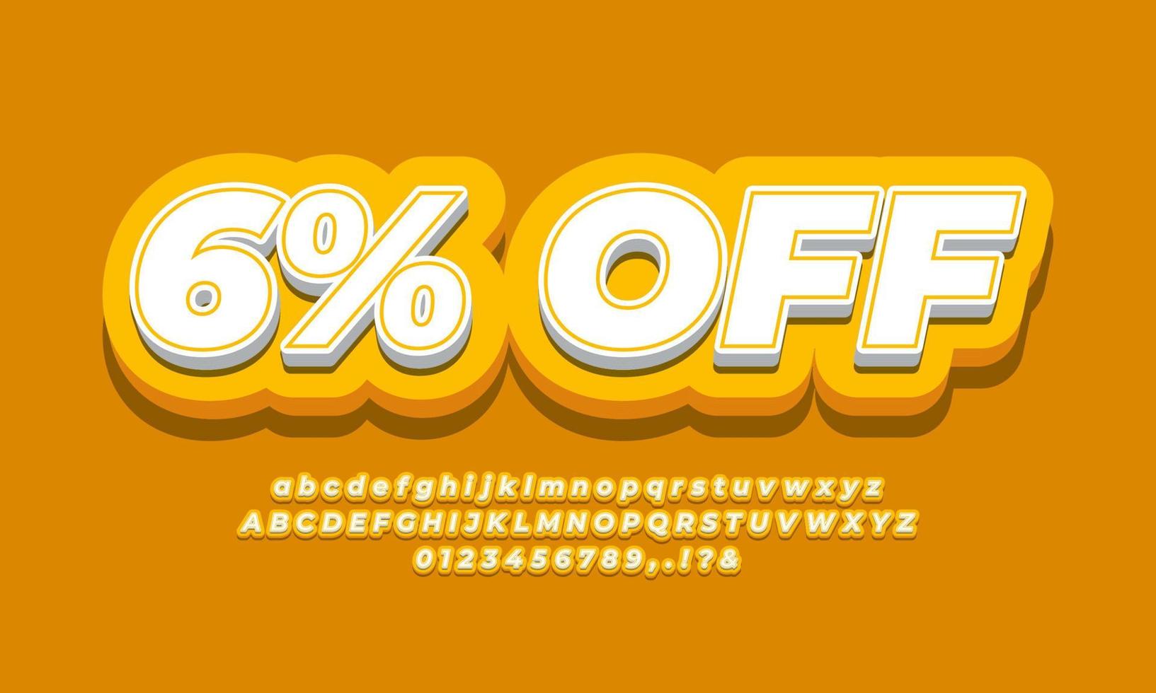 6 percent off sale discount promotion text 3d yellow orange vector