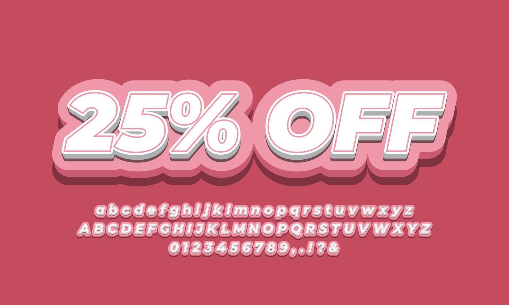 25 percent off sale discount promotion text 3d pink soft vector