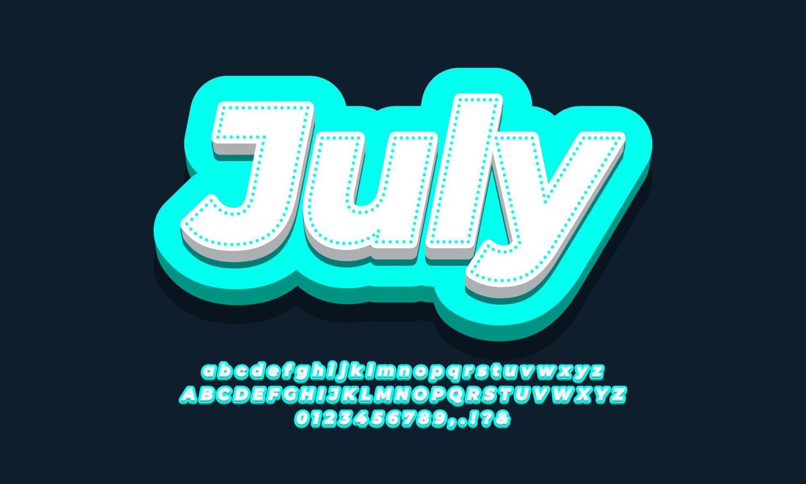 July month   3d cyan template vector