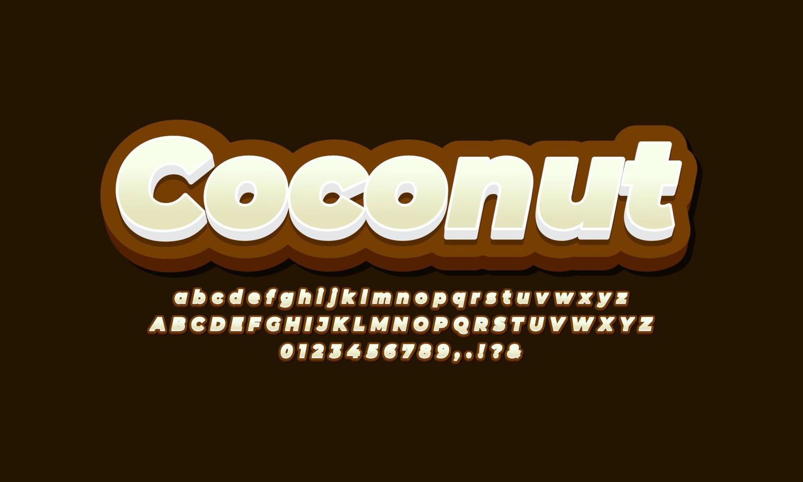 coconut fruit text effect design vector