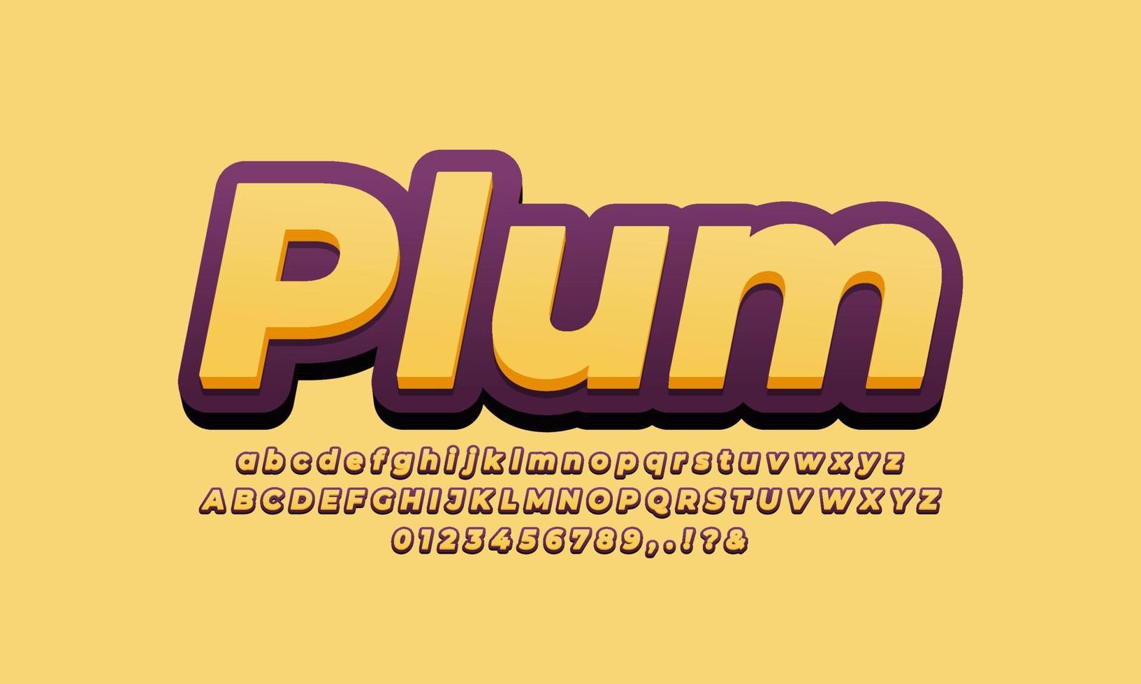 plum fruit fresh text effect design vector