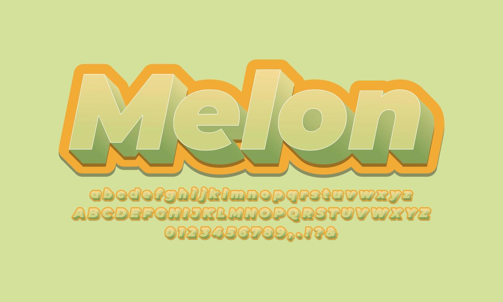 melon fruit fresh text effect design vector