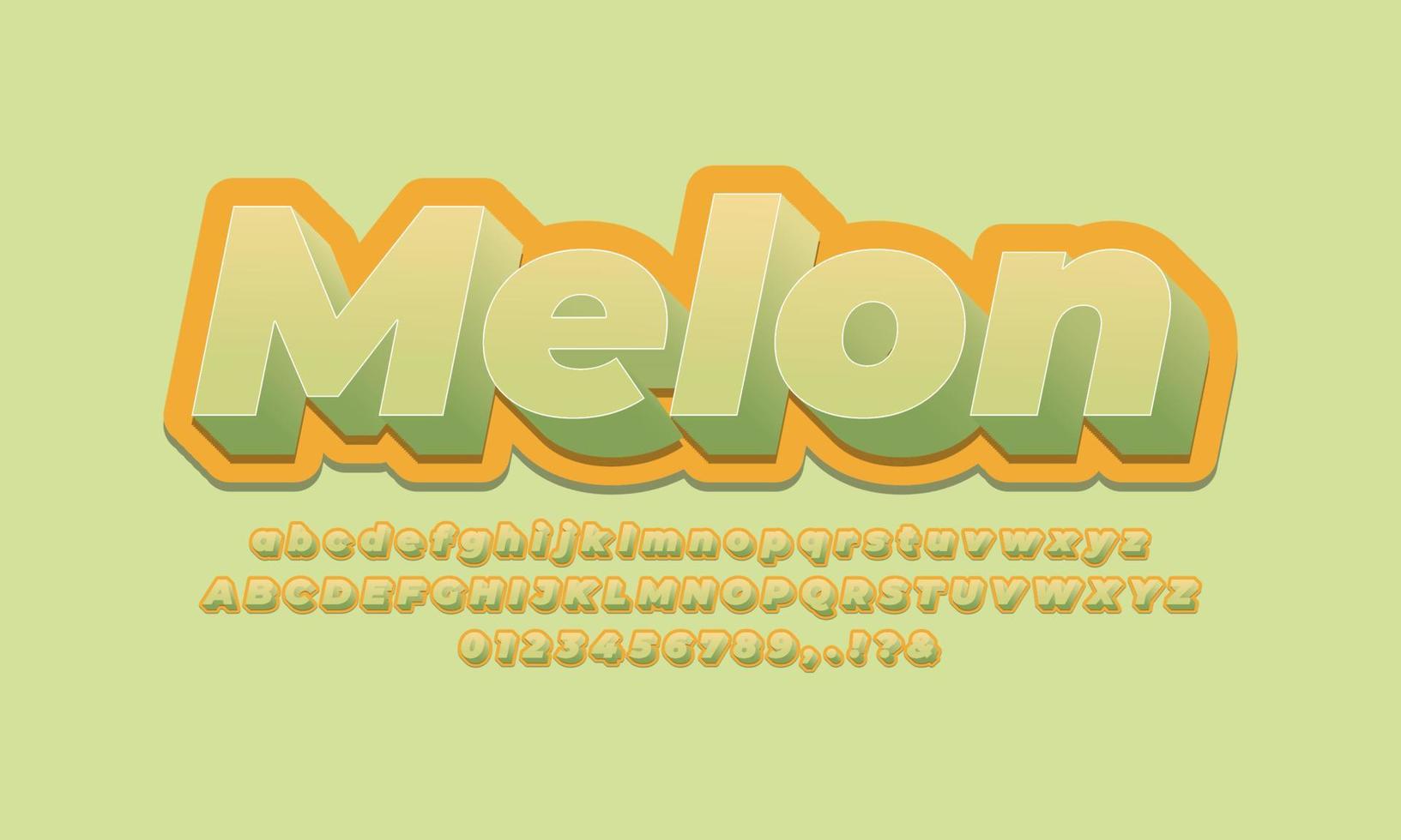 diseño de efecto de texto fresco de fruta de melón vector