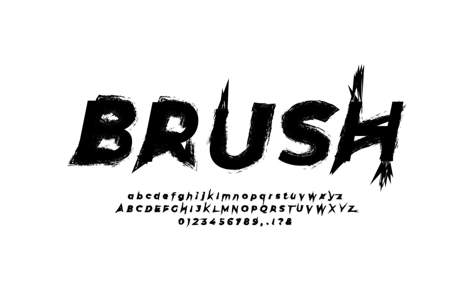 Brush font paint art black and white alphabet numbering vector design