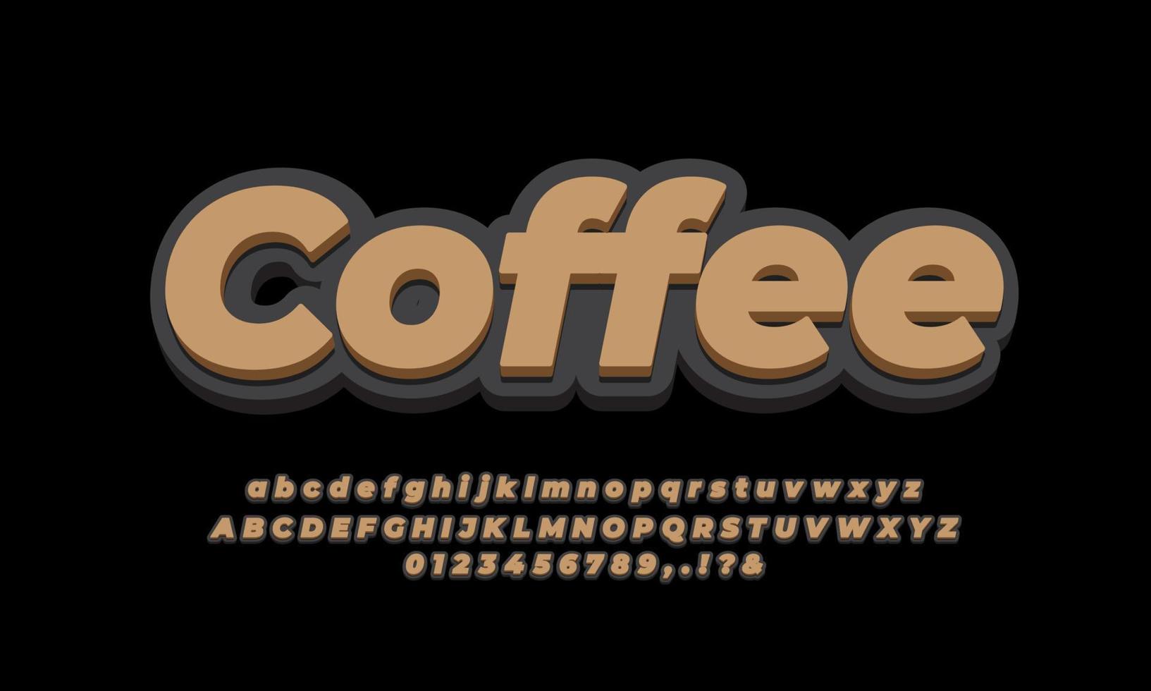 bold 3d black and brown  letter number or font effect design vector