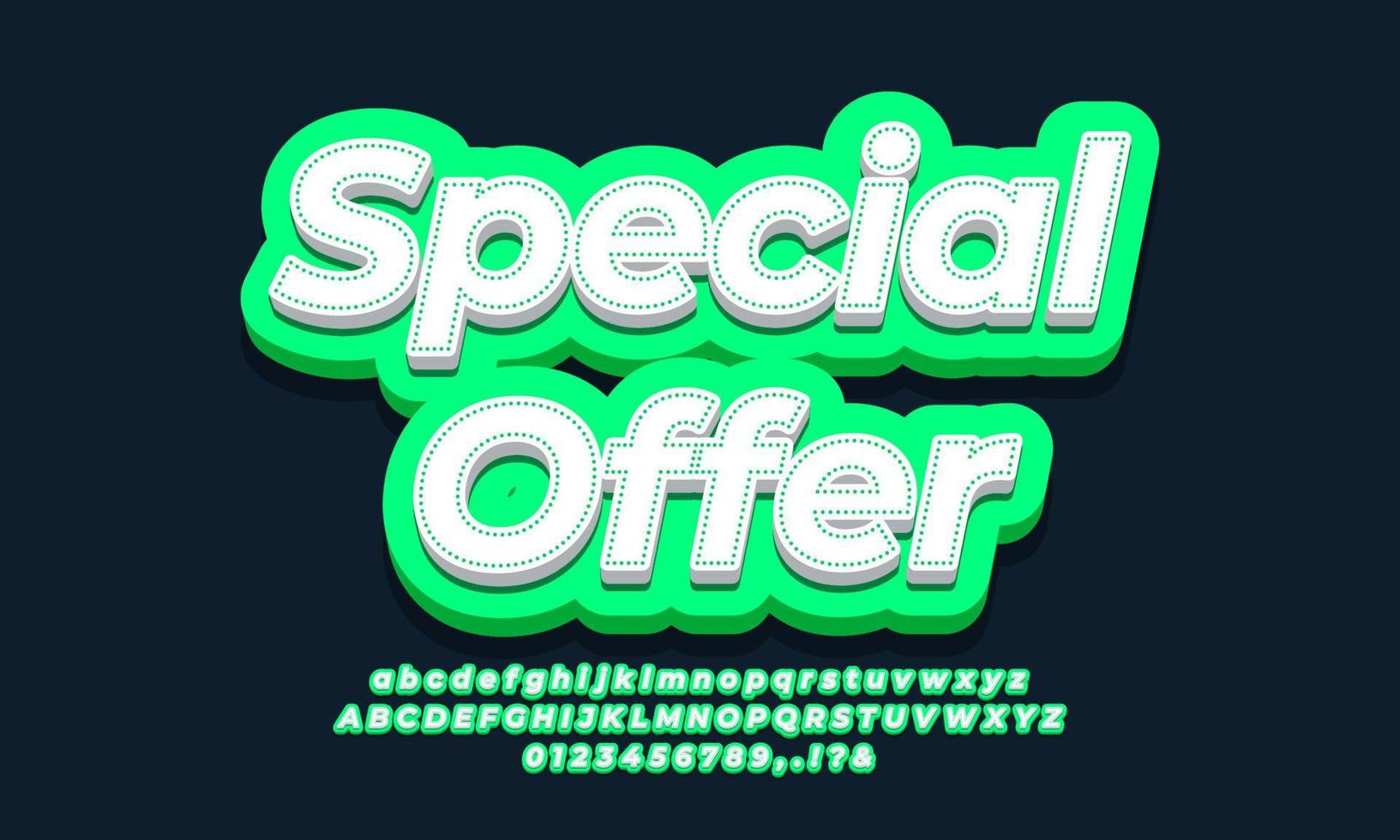 oferta especial fuente texto anuncios 3d diseño verde vector