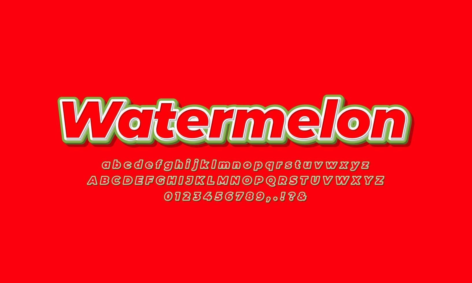 watermelon fruit fresh text effect design vector