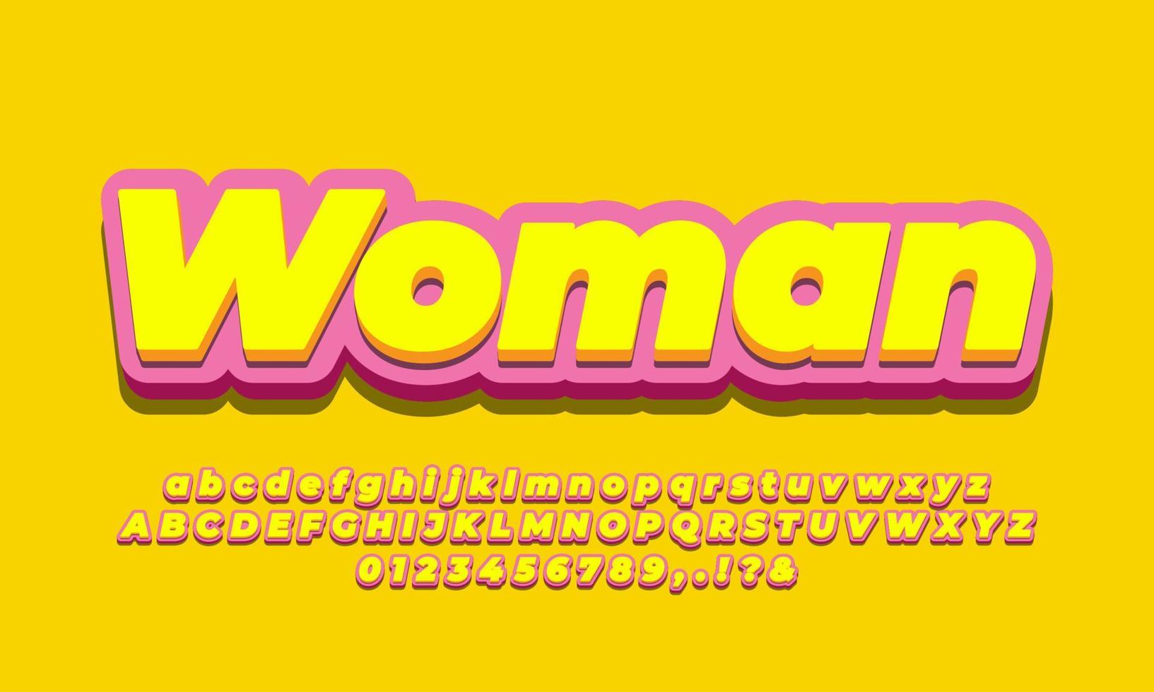 3d soft yellow and pink text effect or font effect design vector