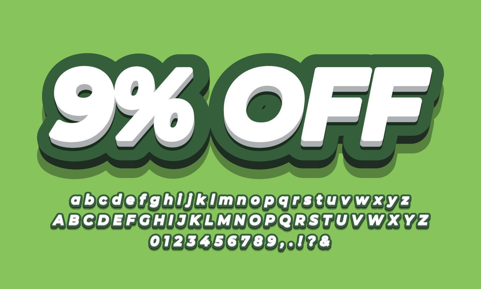 9 percent off sale discount promotion text 3d  modern  green vector