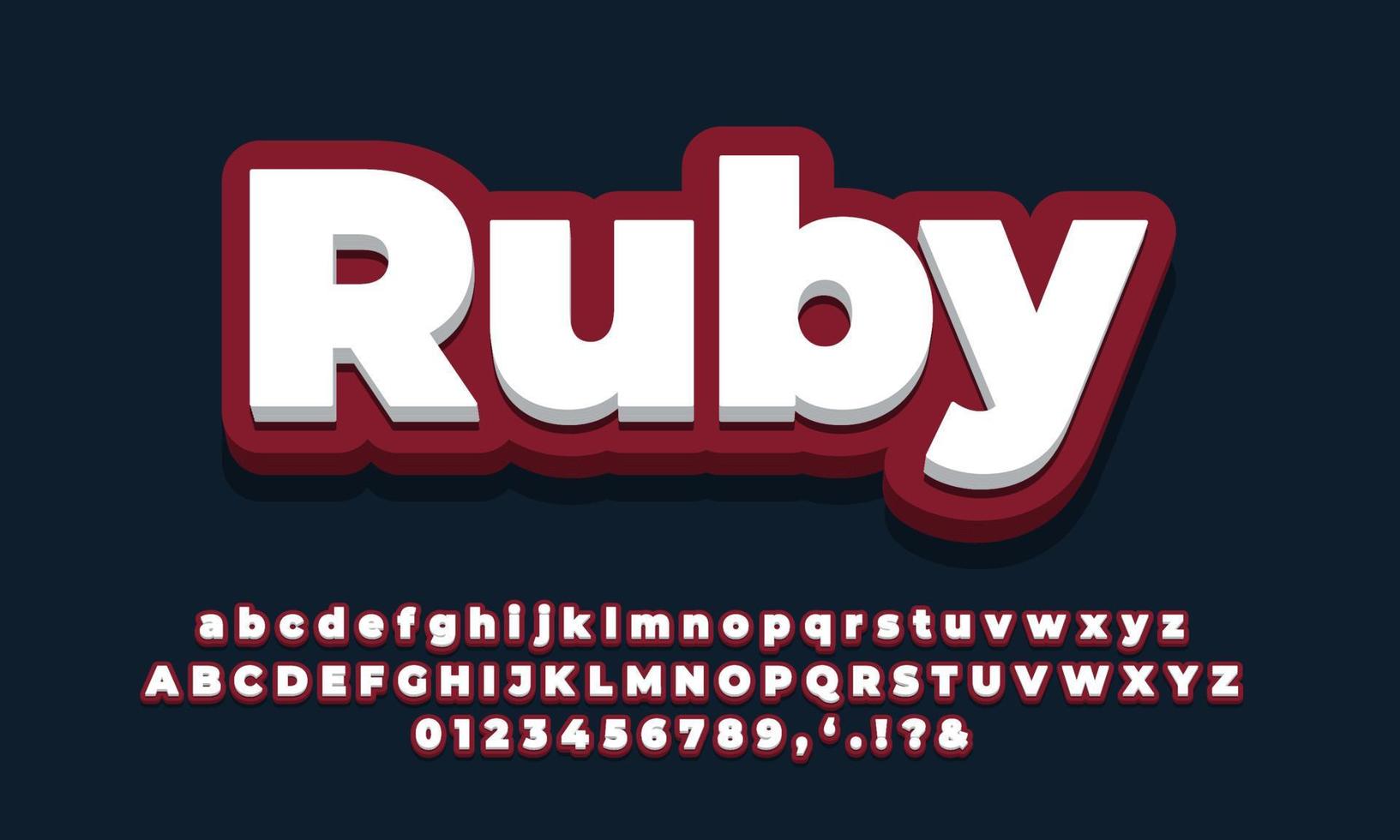 red dark with white 3d  font effect or text styles design vector