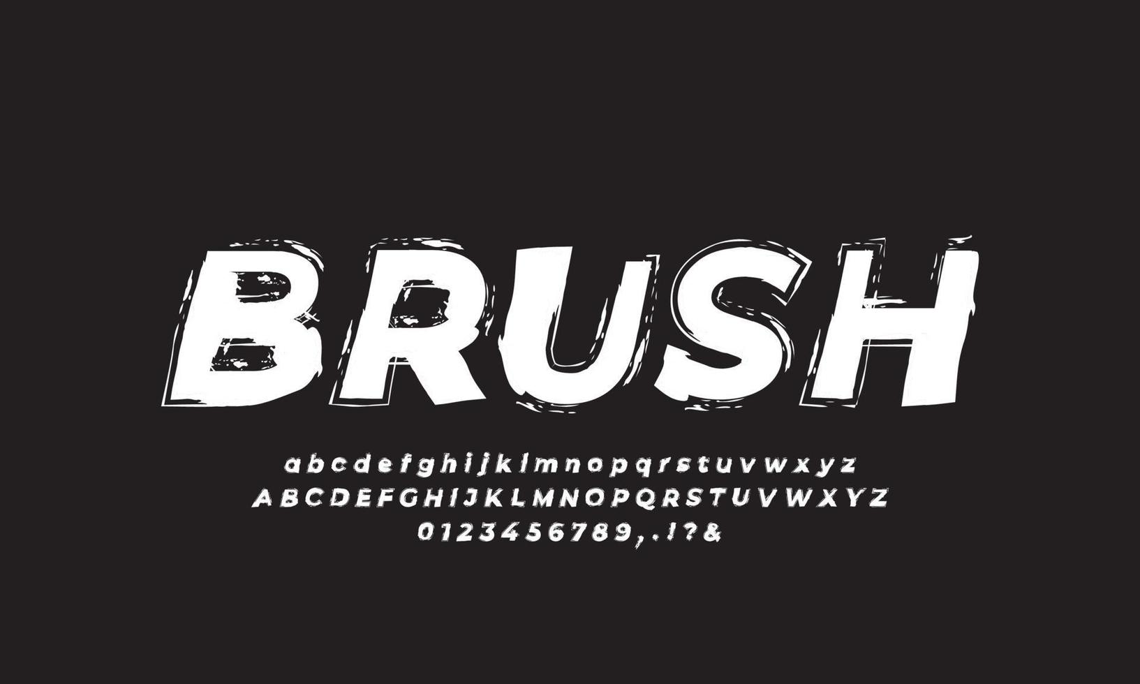 Brush font paint art black and white alphabet numbering vector design