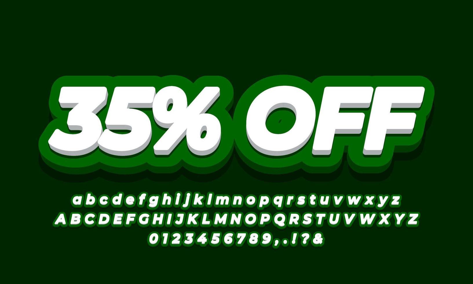 35 percent off thirty five percent sale discount promotion text  3d green design vector