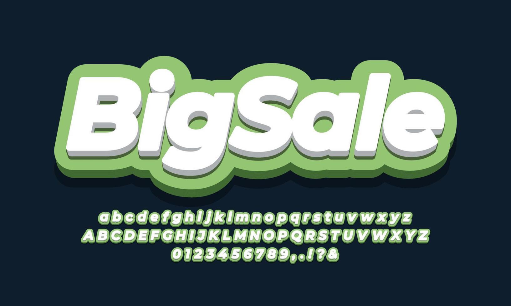 Big sale text  3d green design vector