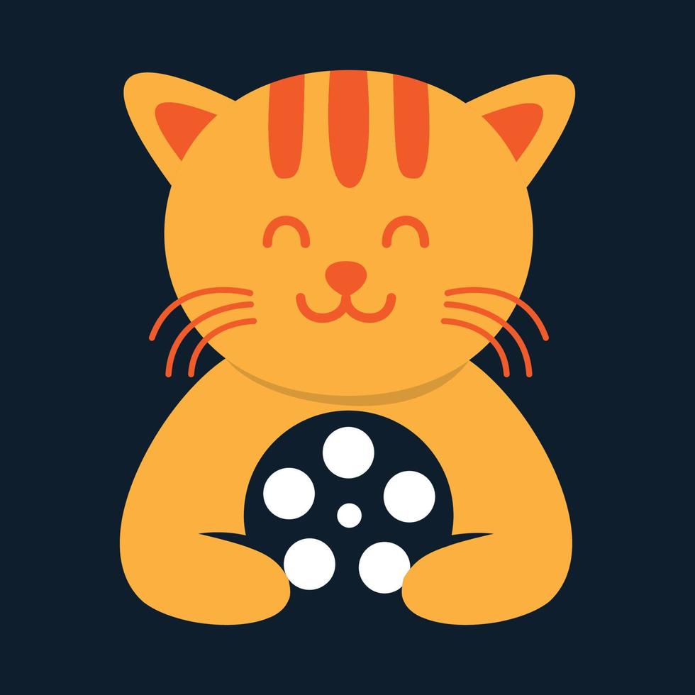 animal pets cat kitty kitten with movie cute logo vector icon design