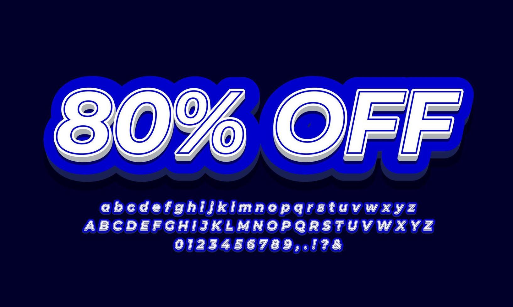 80 percent off sale discount promotion text 3d old blue vector