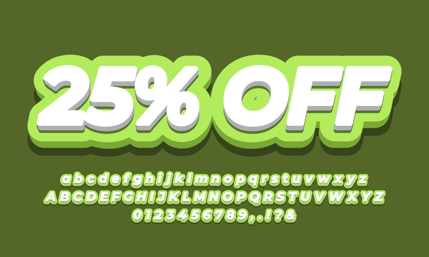 25 percent off sale discount promotion  3d  green  template modern vector