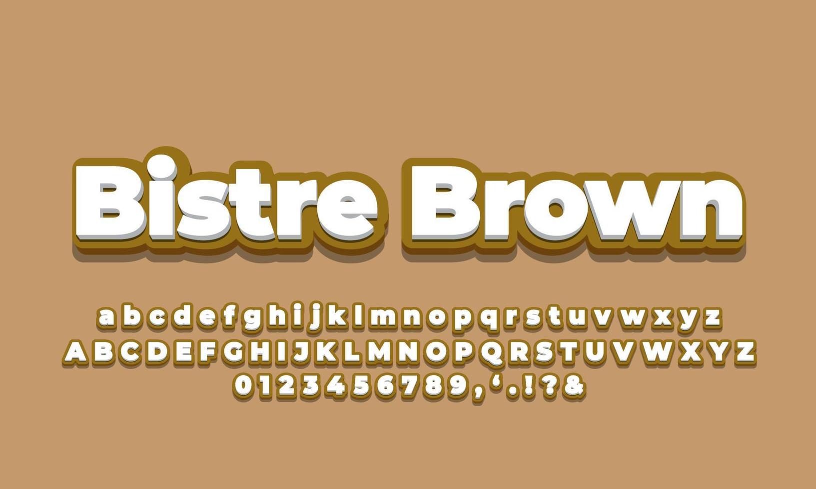 efecto de fuente 3d blanco suave marrón o diseño de estilos de texto vector