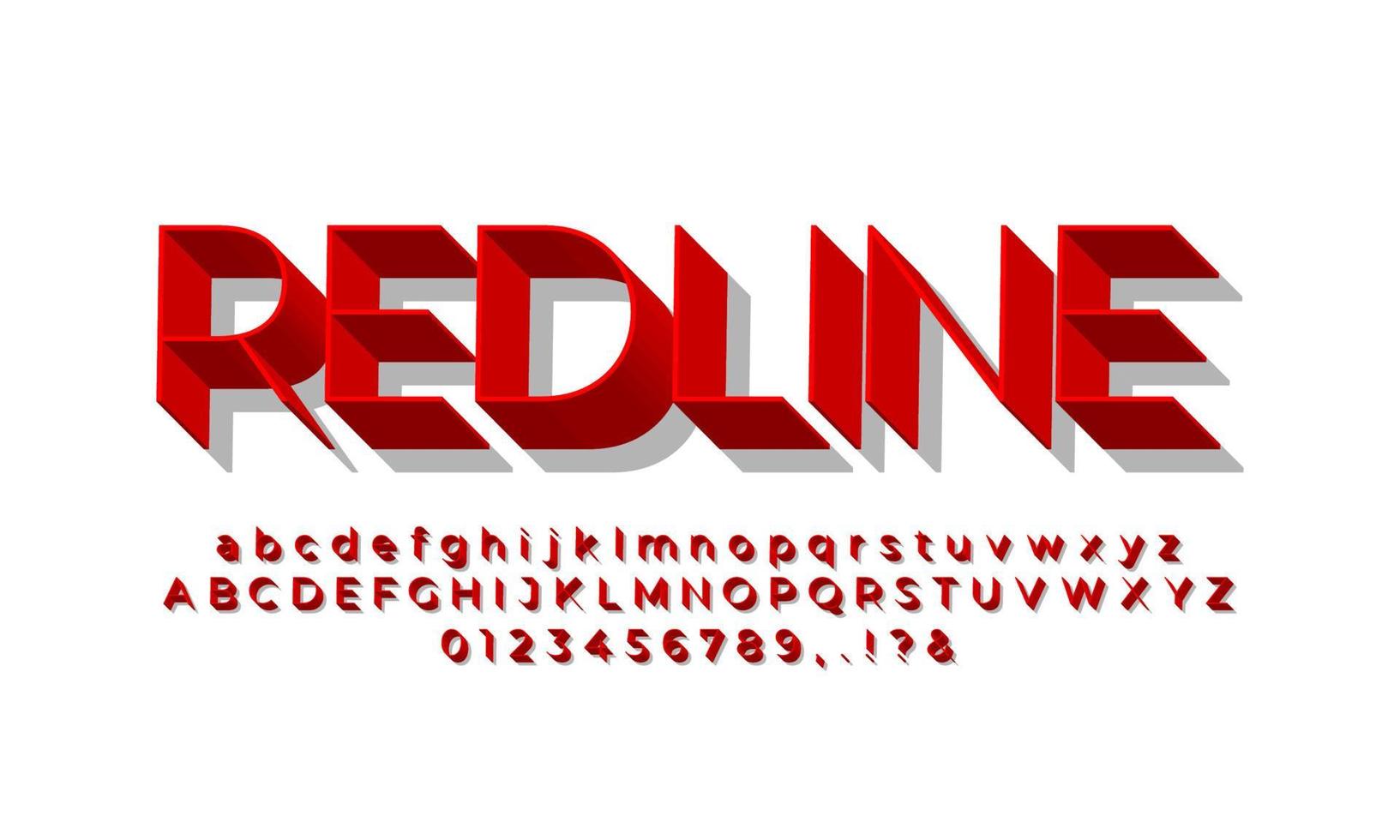thin 3d red letter number or font effect design vector