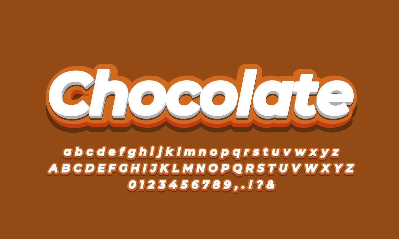 chocolate color 3d text effect vector
