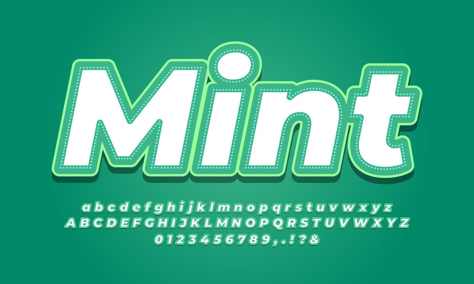 green mint and white alphabet text effect or font effect style design vector