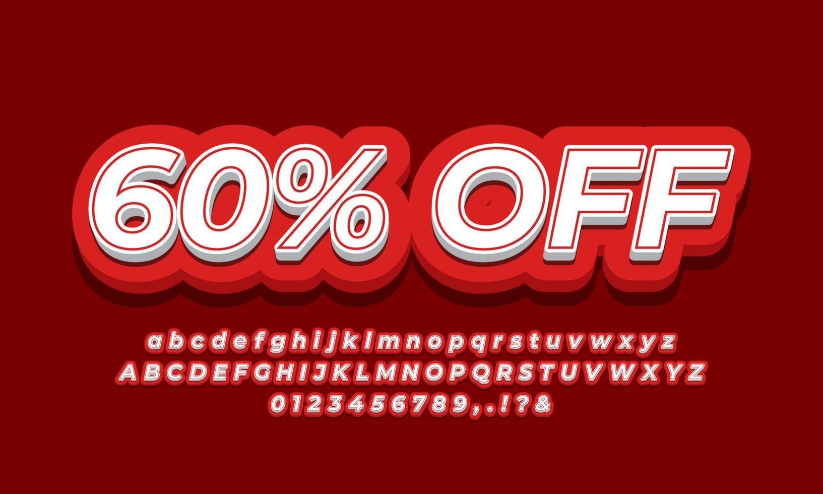 60 percent off sale discount promotion text 3d red vector