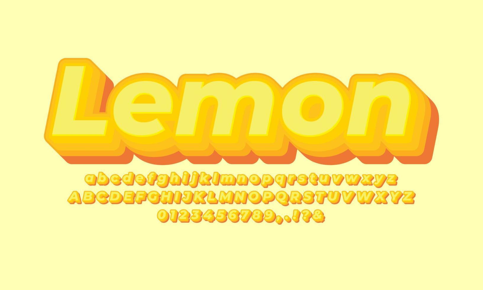 lemon fruit text effect design vector