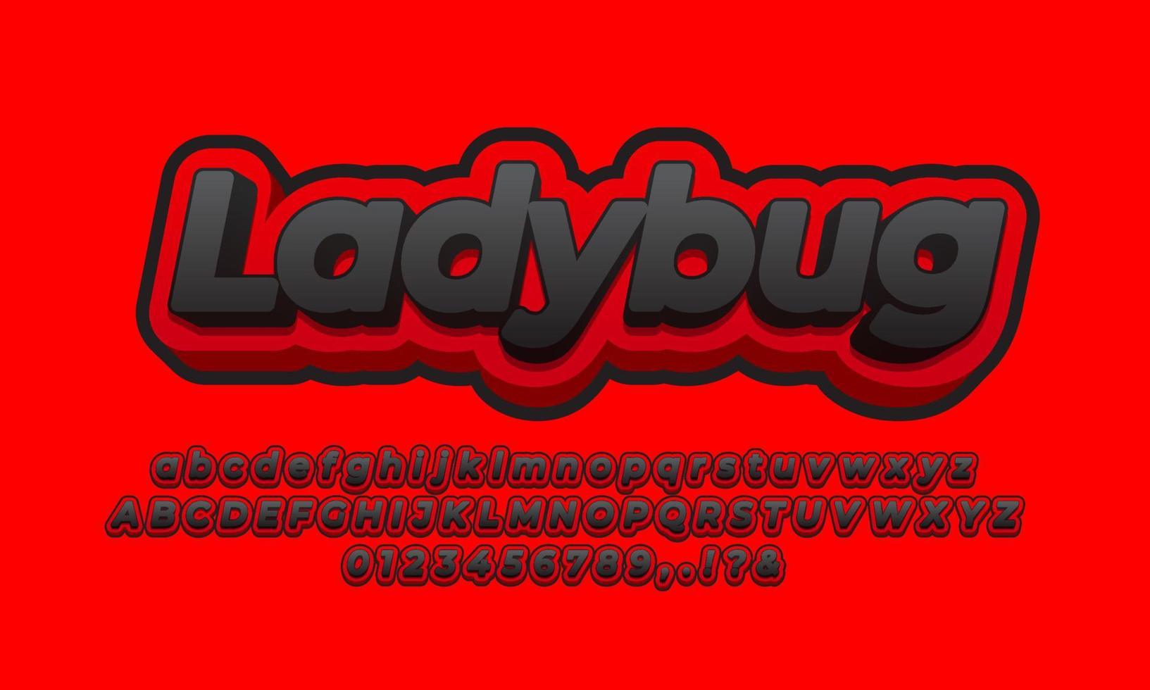 ladybug red  text effect  design vector