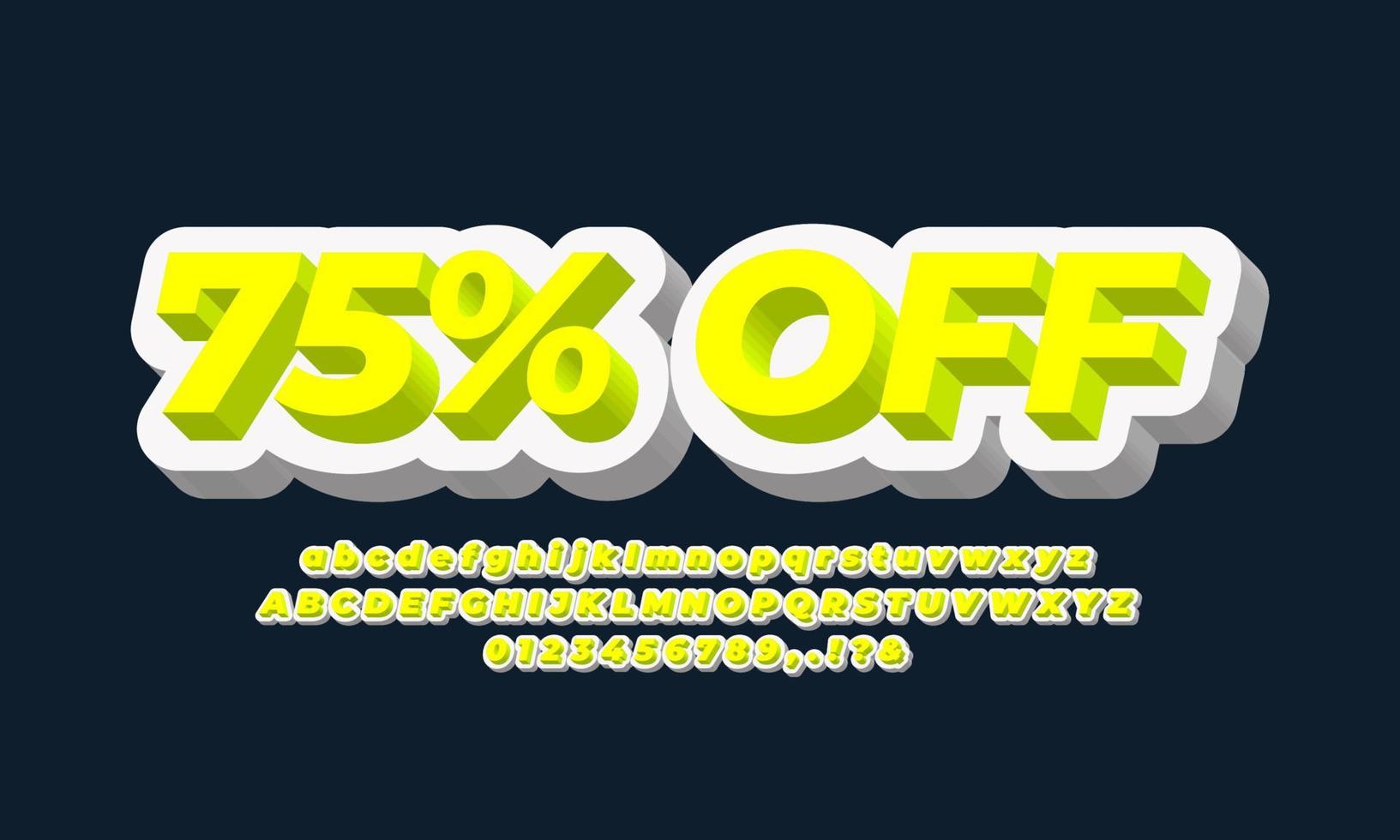 75 percent off sale discount promotion  3d  white yellow vector