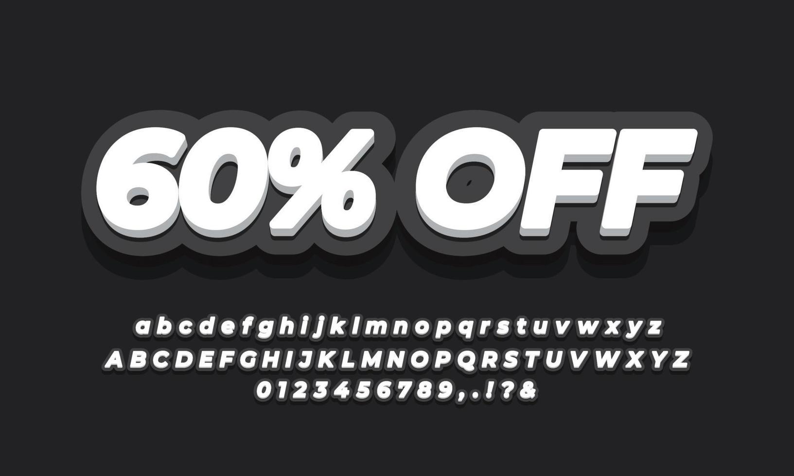 60 percent sale discount promotion text 3d black vector