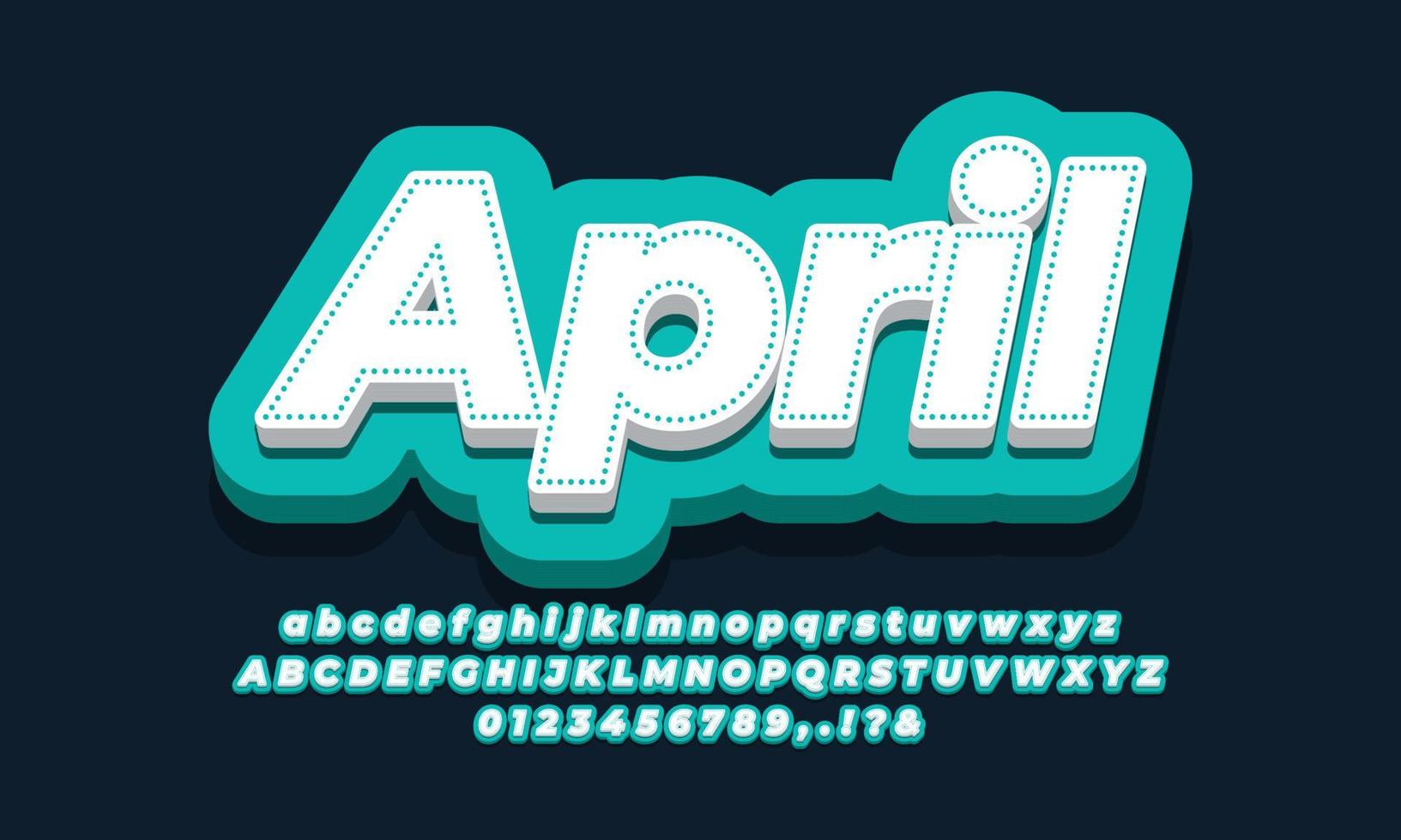 April month  3d cyan design vector