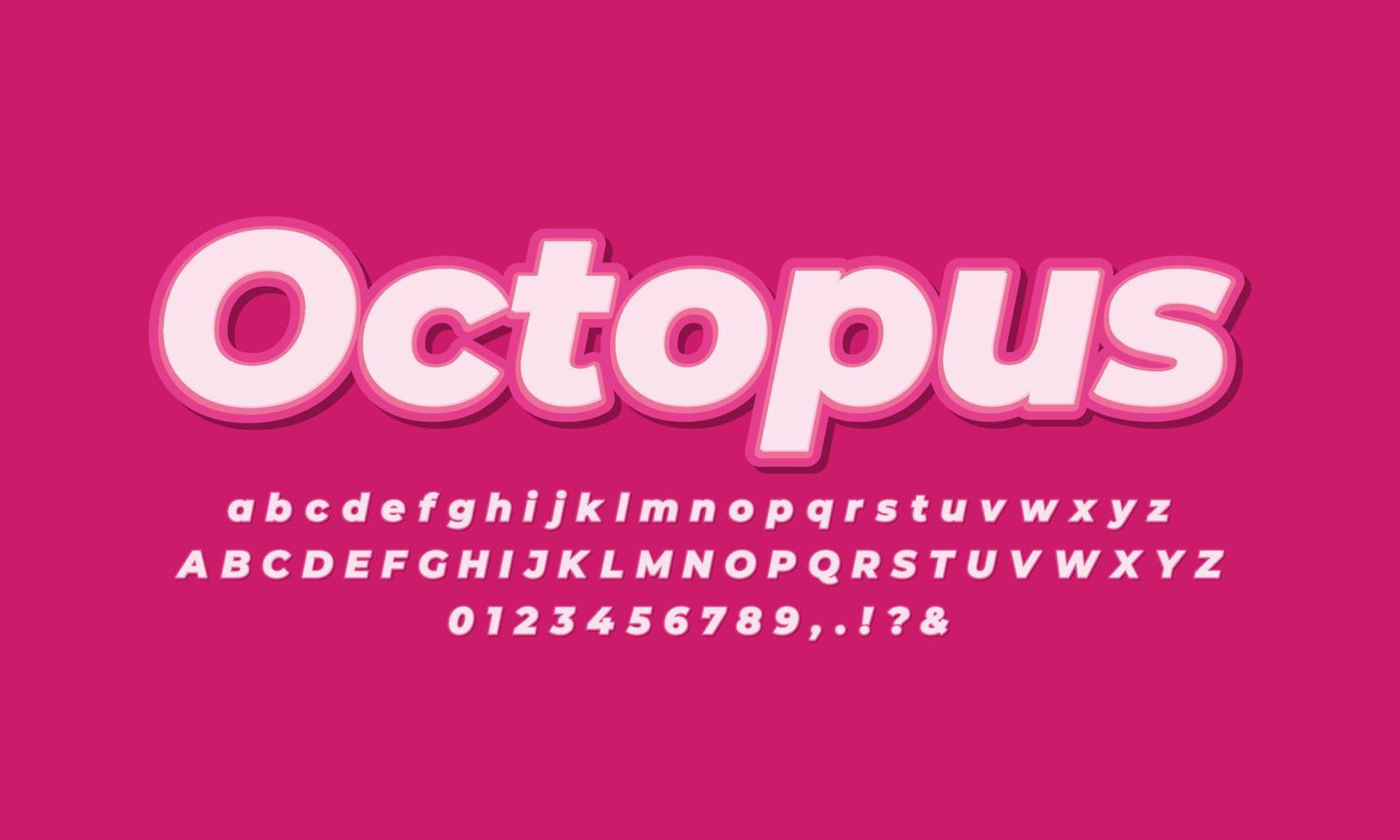 diseño de efecto de texto de mar rosa pulpo vector