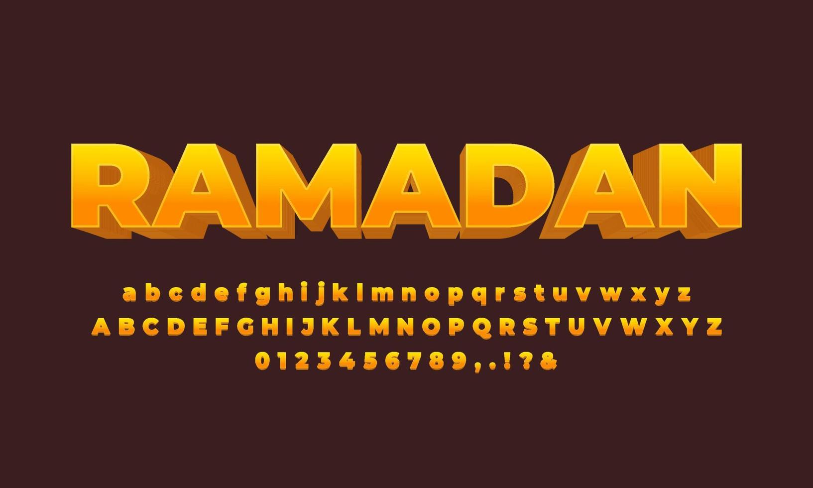 ramadan kareem gold white text effect design vector