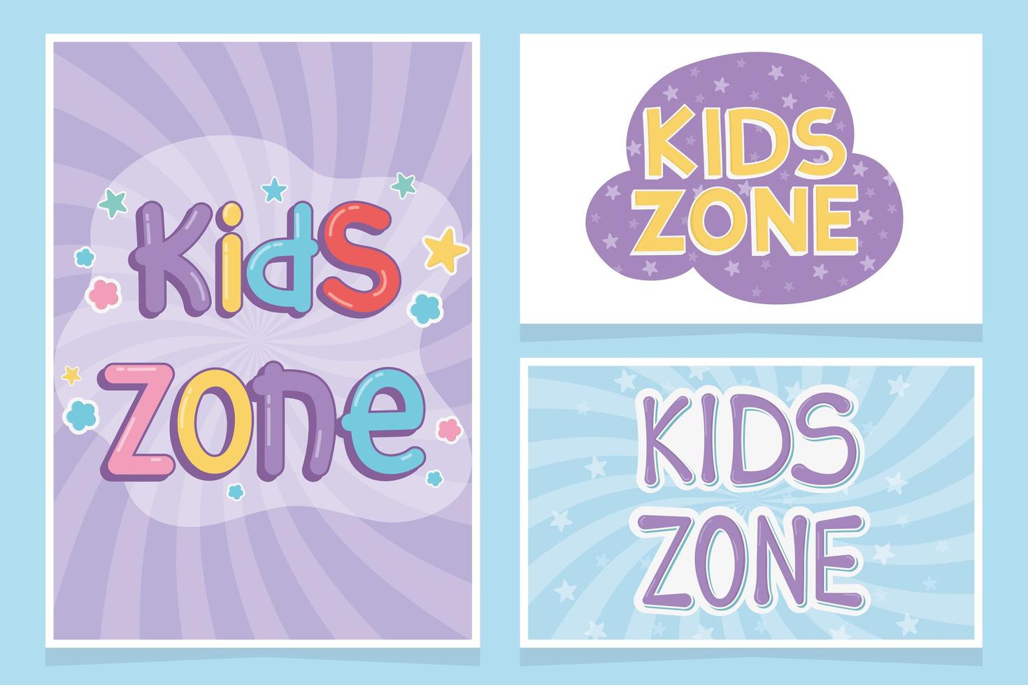 kids zone, funny letterings children area play vector