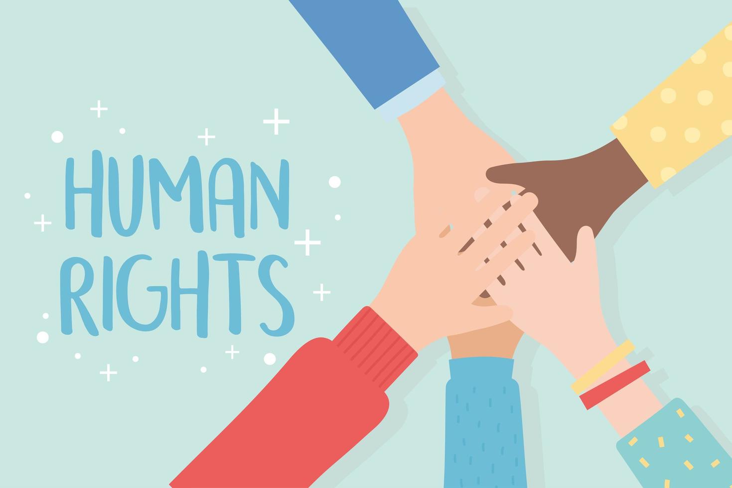 human rights, raised hands unity vector